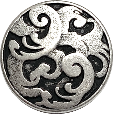 New Markdown, Vintage Silver Swirls 11/16" "Allure" Button from JHB/Czech Republic #FJ-141