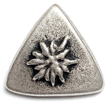 BULK DEAL, 31 BUTTONS for $7,  Edelweiss Triangle Silver Metal 7/8" #FJ-148