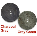 Gray Green Extra Large Scooped Coconut Button, "Rustica"  2-1/4"