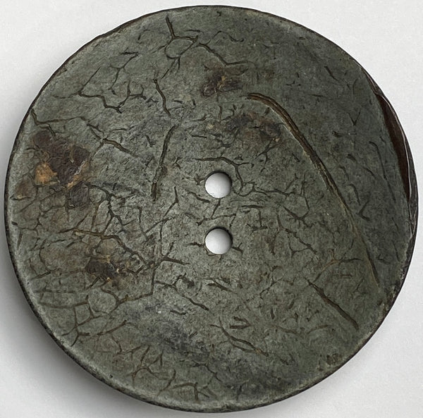 SALE, Gray-Green Extra Large Scooped Coconut Button, "Rustica"  2-1/4" #SK-484GG