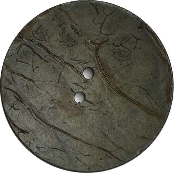 SALE, Gray Green Extra Large Scooped Coconut Button, "Rustica"  2-1/4"