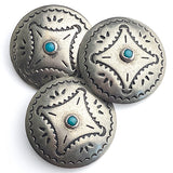 Blue Star Pond 1.5" Silver / "Turquoise" Shank-Back Southwest Concho Style Button #SW-268