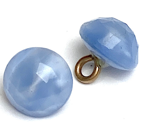 PACK OF 3, Blue 'Moonstone' Glow, Vintage Glass Buttons, Shank Back, 5/16"  #GL-363