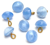 PACK OF 3, Blue 'Moonstone' Glow, Vintage Glass Buttons, Shank Back, 5/16"  #GL-363