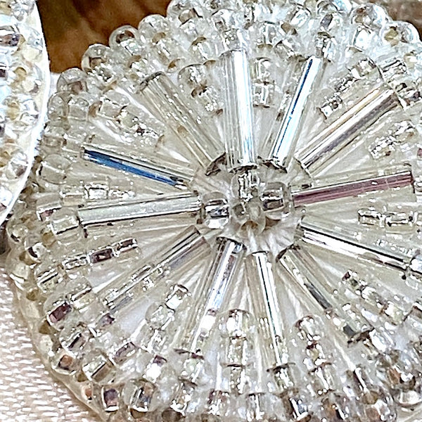 High-Sparkle Vintage Beaded 1" Buttons from Japan, High-Sparkle, Twelve Buttons Still Tied Together #VB-22