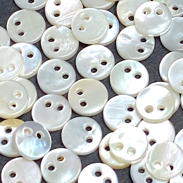 Vintage Real Shell Teeeeny White Sequins, 1/4" / 6mm Ocean Pearl, Pack of 70  #VB-23
