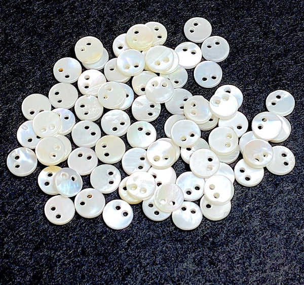 Vintage Shell Tiny White Sequins, 1/4" / 6mm MOP, Pack of 70  #VB-23