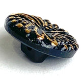 Black/Gold Czech Glass Swirls, 14mm Vintage 9/16" Button Pack of 3 for $7 #VB-25