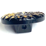 Black/Gold Czech Glass Swirls, 14mm Vintage 9/16" Button Pack of 3 for $7 #VB-25