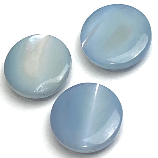 Vintage Pearl Shell Pastel Blue Glow, 9/16" Self Shank 14mm Iridescent Pack of 12 Buttons $7.00  #VB-26