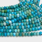 Turquoise Beads, Small Faceted, Hubei, Blue-Green, 3mm x 4mm Rondelle, 15" Strand # L093