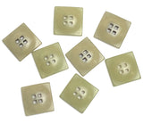 Olive Green Square 9/16" Corozo Button, Five Squares Tagua Nut "Vegetable Ivory", 15mm  #SK-515