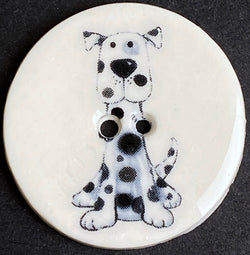 Spot, Blue Dog Porcelain Hand Made Porcelain Button  1-1/8" from Kate Holliday, London