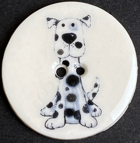 Spot, Blue Dog Porcelain Hand Made Porcelain Button  1-1/8" from Kate Holliday, London