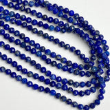 Lapis Lazuli Faceted Tiny Beads, 4mm Round,Strand of 90,  # L-468