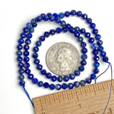 Lapis Lazuli Faceted Tiny Beads, 4mm Round,Strand of 90,  # L-468
