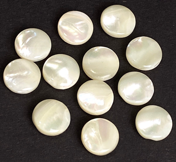 Vintage Pearl Pastel Ivory-White Glow, 1/2" Real Shell 13mm, Self-Shank Pack of 12  #VB-27