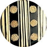 Black + Tan 1-3/16" Bamboo Dots and Stripes Natural Shank Back Artisan Button # SK-665