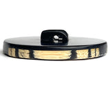 Black + Tan 1-3/16" Bamboo Dots and Stripes Natural Shank Back Artisan Button # SK-665