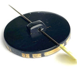 Black + Tan 1-3/16" Bamboo Dots and Stripes Natural Shank Back Artisan Button # SK-665