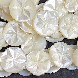 Vintage STRAND of 144 White Pearl Star Buttons MOP From Japan, 7/16"  #VB-28