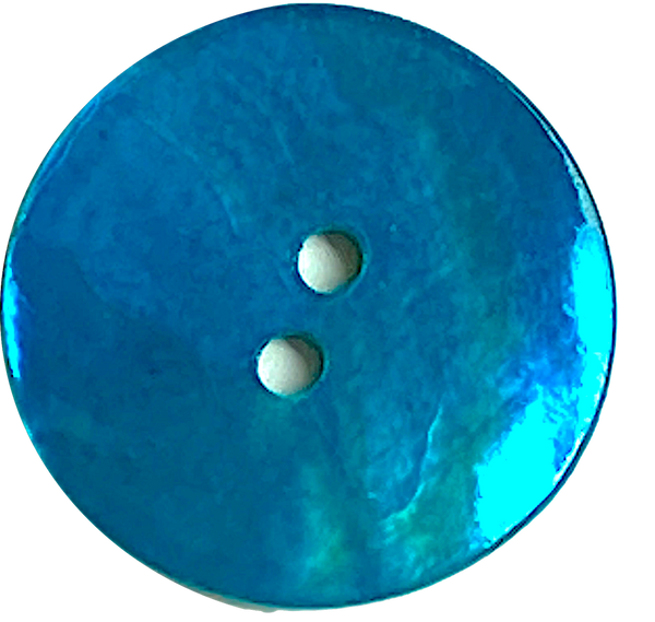 Teal Blue Dark Bright 11/16" Shiny Pearl Shell 2-hole, Per Button #D-961