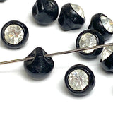 12 Vintage Buttons, Rhinestone/Black Glass 5/16" / 8mm Pack of 12 #VB-29