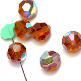 High-Sparkle Vintage Amber Faceted Glass or Crystal Beads, 3/8" / 10mm  #CL-14
