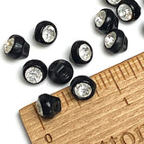 12 Vintage Buttons, Rhinestone/Black Glass 5/16" / 8mm Pack of 12 #VB-29