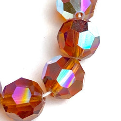 High-Sparkle Vintage Amber Faceted Glass or Crystal Beads, 3/8" / 10mm  #CL-14