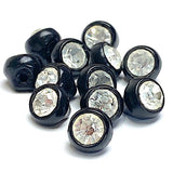 12 Vintage Buttons, Rhinestone/Black Glass 5/16" / 8mm Pack of 12 #VB-29