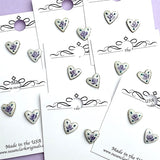 Lavender Tiny Vintage Heart 3/16" Two Buttons, from Susan Clarke Shank Back  #SC-26