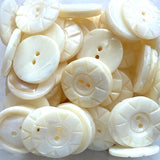 CAREFUL, STYLE CHANGE or THEIR ERROR ??  Bulk Deal, 72 Vintage Shell Buttons 3/4" Six Carved V's 19mm, Natural Off-White,  #VB-30