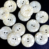 Bulk Deal, 72 Vintage Shell Buttons 3/4" Six Carved V's 19mm, Natural Off-White,  #VB-30