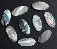 Re-Stocked, Abalone Mother of Pearl Cabochon Ovals, 3/4" x 1/2", Color Mix, Glowing Natural, No Holes, Pack of 36 Pieces #CL-16