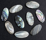 Re-Stocked, Abalone Mother of Pearl Cabochon Ovals, 3/4" x 1/2", Color Mix, Glowing Natural, No Holes, Pack of 36 Pieces #CL-16