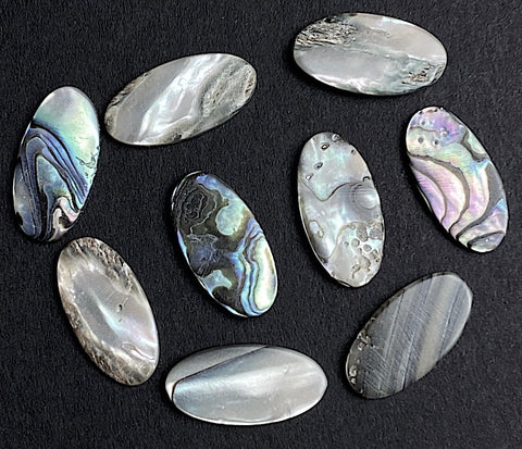 Re-Stocked, Abalone Mother of Pearl Cabochon Ovals, 3/4" x 1/2", Color Mix, Glowing Natural, No Holes, Pack of 36 Pieces #CL-16