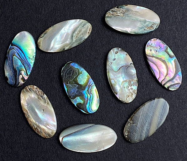 LAST PACK, Abalone Mother of Pearl Ovals, 3/4" x 1/2", All Colors, Glowing Natural, No Holes, Pack of 40+ Pieces #CL-16