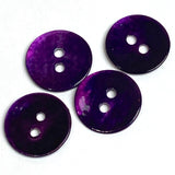 Sale, 1/2" Dark Purple Shiny Pearl Shell 2-hole 13mm Button, PACK OF FOUR #D-189