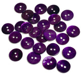 Sale, 1/2" Dark Purple Shiny Pearl Shell 2-hole 13mm Button, PACK OF FOUR #D-189