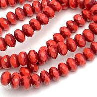 Running Low, Coral Rondelle Beads, Bronzed Czech Glass, 3mm x 5mm, By the 4" Strand, # L-890
