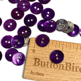 Sale, 1/2" Dark Purple Shiny Pearl Shell 2-hole 13mm Button, PACK OF FOUR #D-189