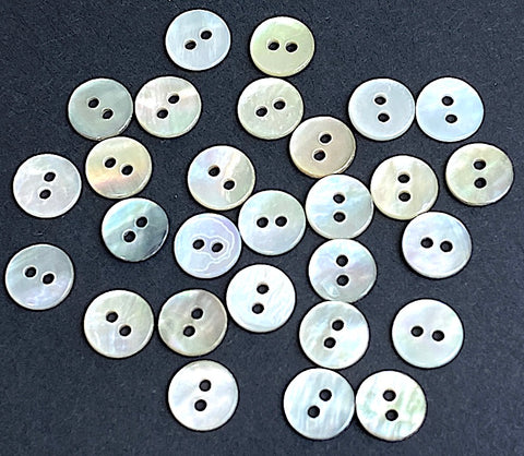 Tiny Natural Pearl Pastel Rainbow Shell, 5/16"-3/8" Iridescent 2-Hole 9mm, Pack of 50 Buttons, #KB-962