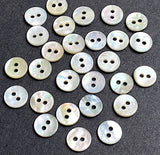 Tiny Natural Pearl Pastel Rainbow Shell, 5/16"-3/8" Iridescent 2-Hole 9mm, Pack of 50 Buttons, #KB-962