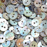 Tiny Natural Pearl Pastel Rainbow Shell, 5/16"-3/8" Iridescent 2-Hole 9mm, Pack of 50 Buttons, #KB-962