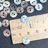 Tiny Natural Pearl Pastel Rainbow Shell, 5/16"-3/8" Iridescent 2-Hole 9mm, Pack of 50 Buttons, #KB-962