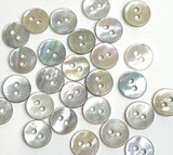 Tiny Natural Pearl Pastel Rainbow Shell, 5/16"-3/8" Iridescent 2-Hole 9mm, Pack of 50 Buttons, #KB-962