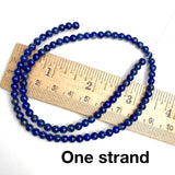 Lapis Lazuli Beads, Round 4mm, 15" Strand # L-520