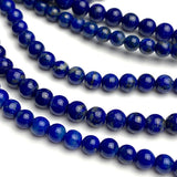 Lapis Lazuli Beads, Round 4mm, 15" Strand # L-520