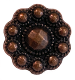 Small Reddish-Brown Copper 1/2" Bead-Look Dark Flower Metal Button Shank Back  #SWC-65